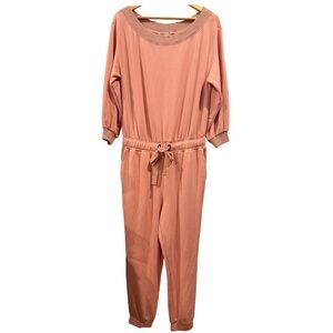 Ramy Brook Peach Long sleeve Jersey Knit Jumpsuit womens L NWT
